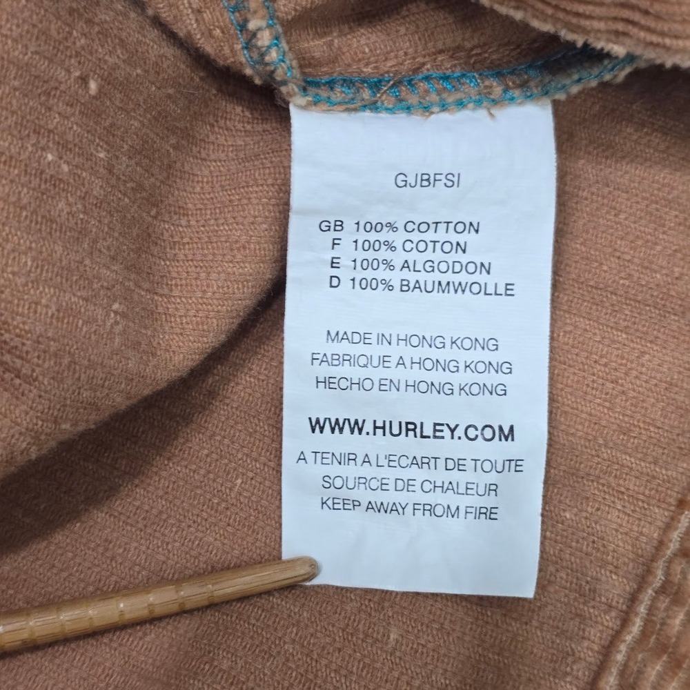 Vintage Y2K Hurley Corduroy Trucker Jacket S Brown Granola Boho Grunge Fall - Picture 10 of 11